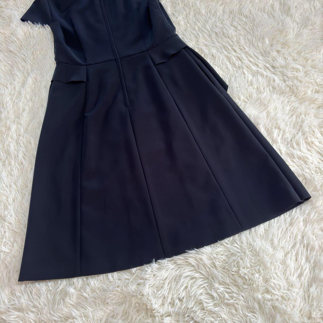 美品　foxey new york サイドフリル　ワンピース　40 ネイビー
