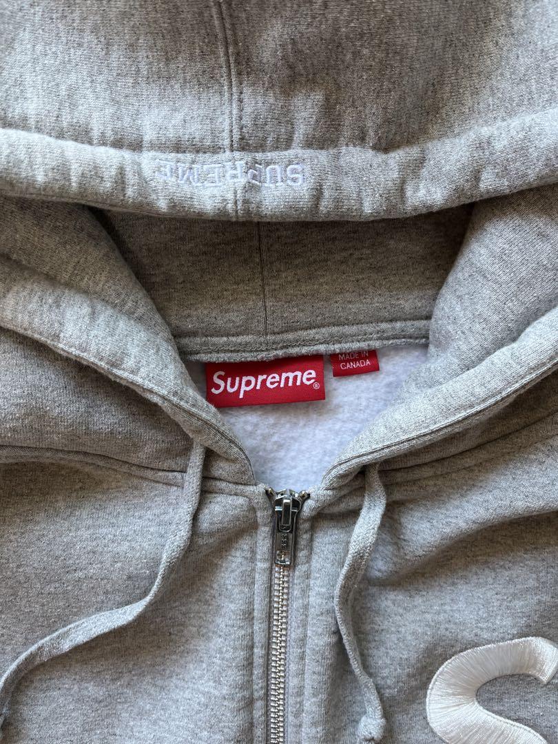 Supreme グレー フーディ　Sロゴスウェットパーカー