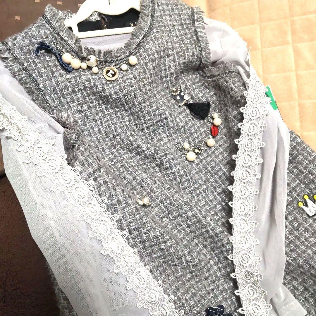 ブランド通販サイトをすべて 可愛い！2点セット☆シースルートップス＆ジャンパースカート トップス