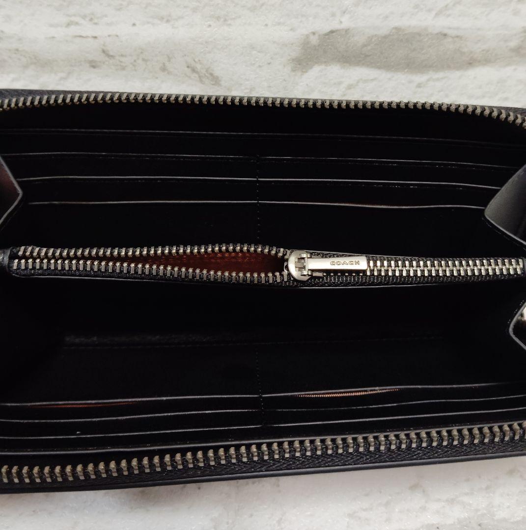 COACH 　長財布 　ブラックマルチライン