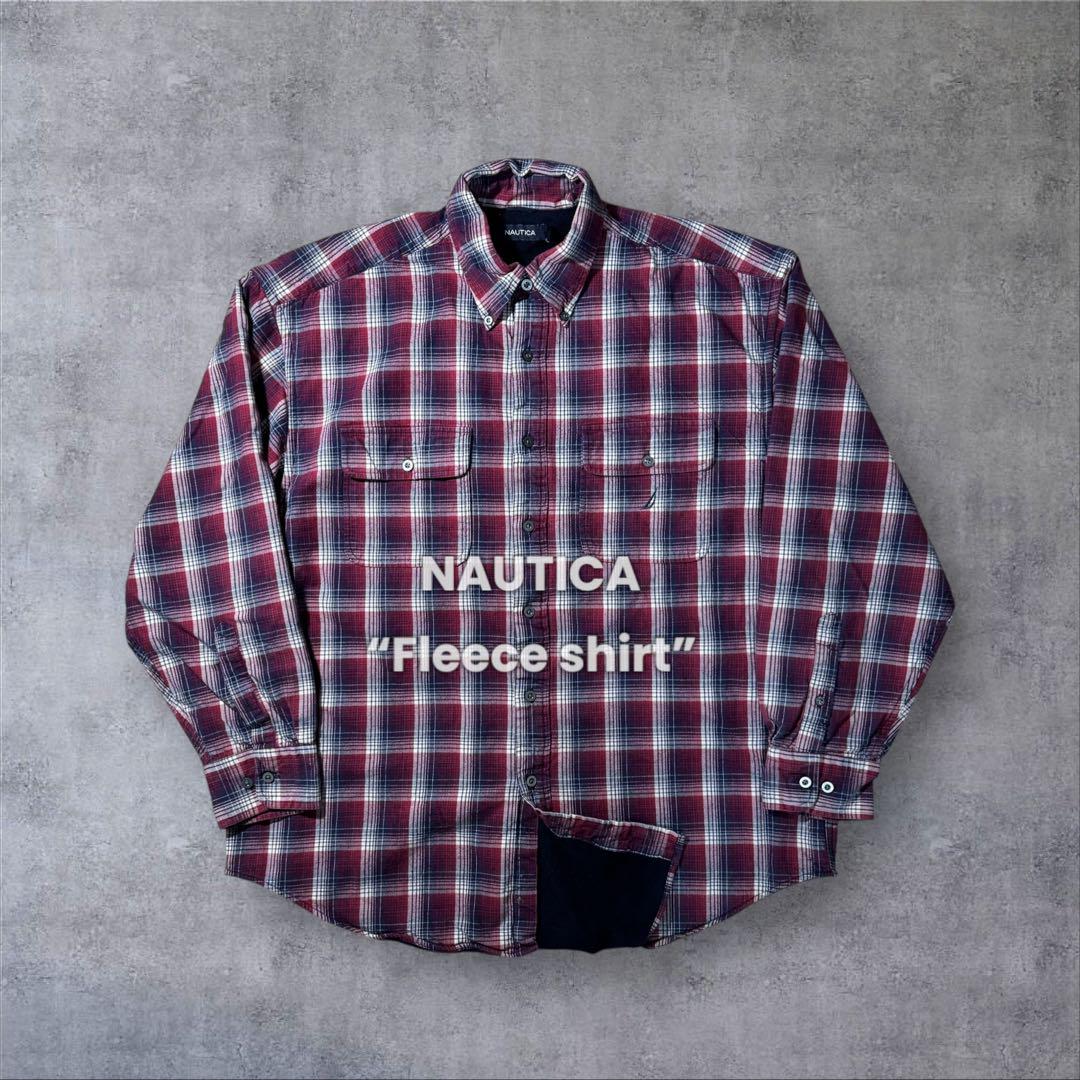 NAUTICA ノーティカ 古着 裏フリース シャツ チェック XL