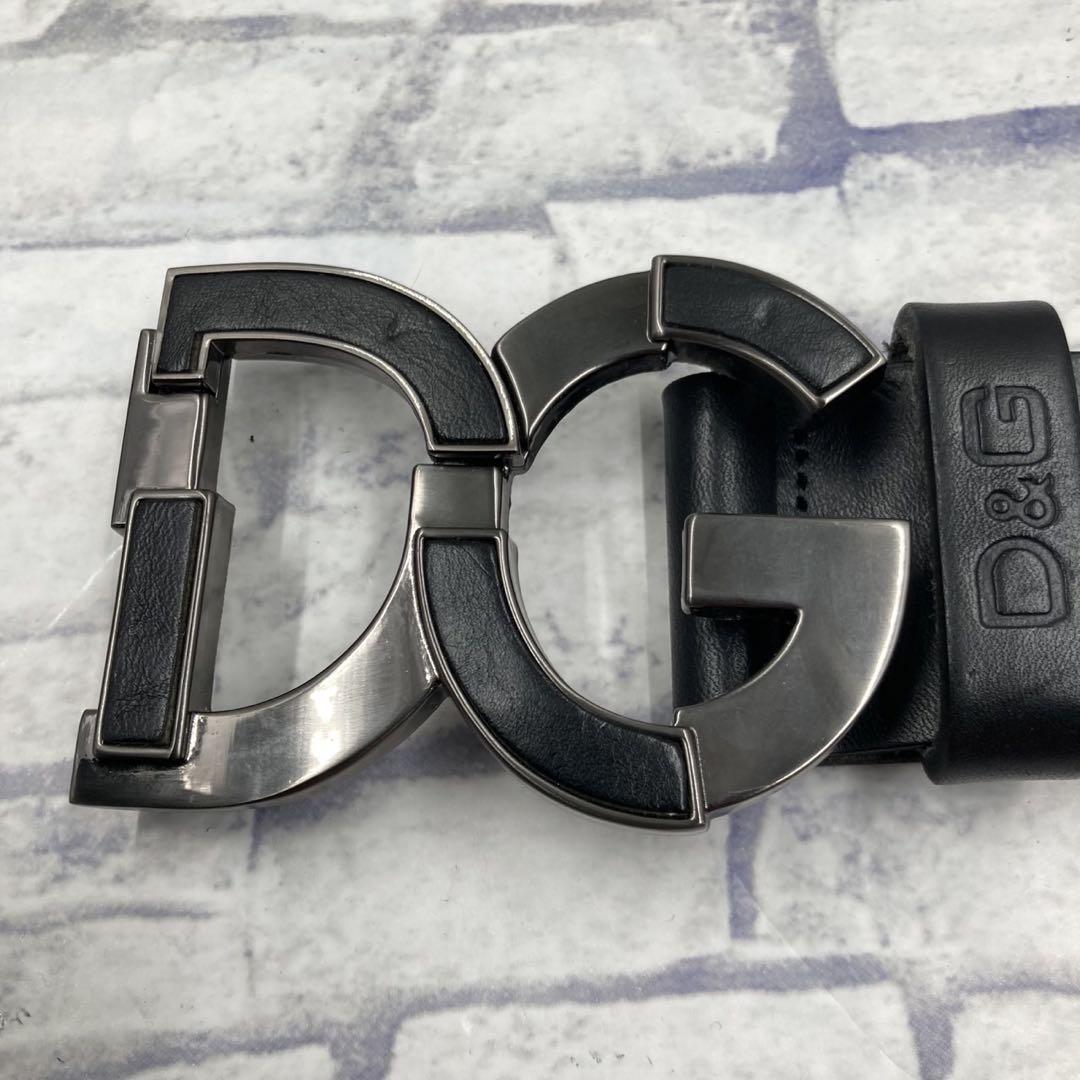 ドルチェ&ガッバーナ ベルト DGロゴ コンビ 型押し レザー 本革 ブラック