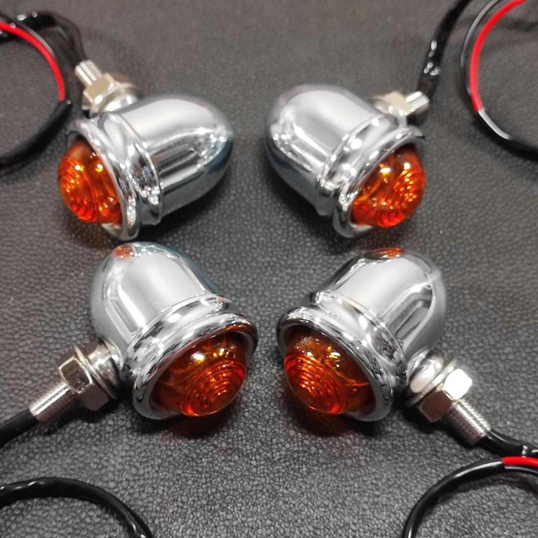 ミニバレットウインカー　電球 M10-P1.25 アルミ　ポリッシュ　4個セット ミニバレットウインカー 電球 M10-P1.25 アルミ ポリッシュ 4個