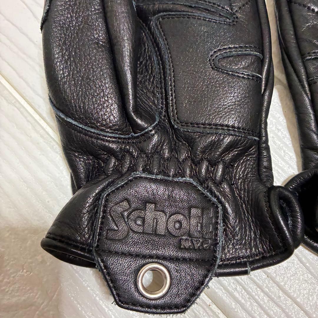 【美品】 schott レザー バイクグローブ Mサイズ 黒 ブラック ショット 【美品】 schott レザー バイクグローブ Mサイズ 黒 ブラック ショット