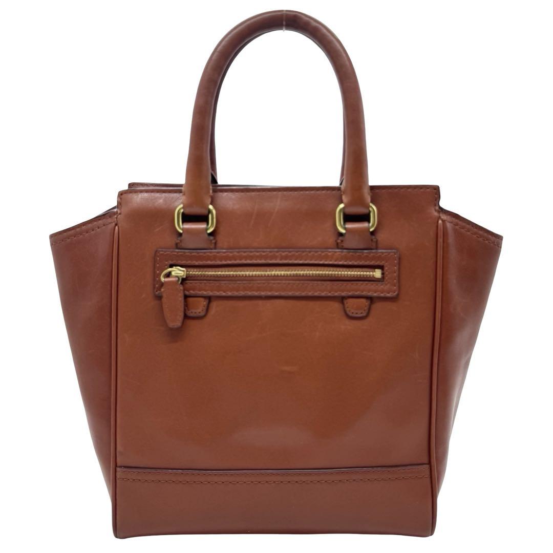 COACH コーチ レザー 2WAY ショルダー ハンドバッグ ブラウン 金 茶