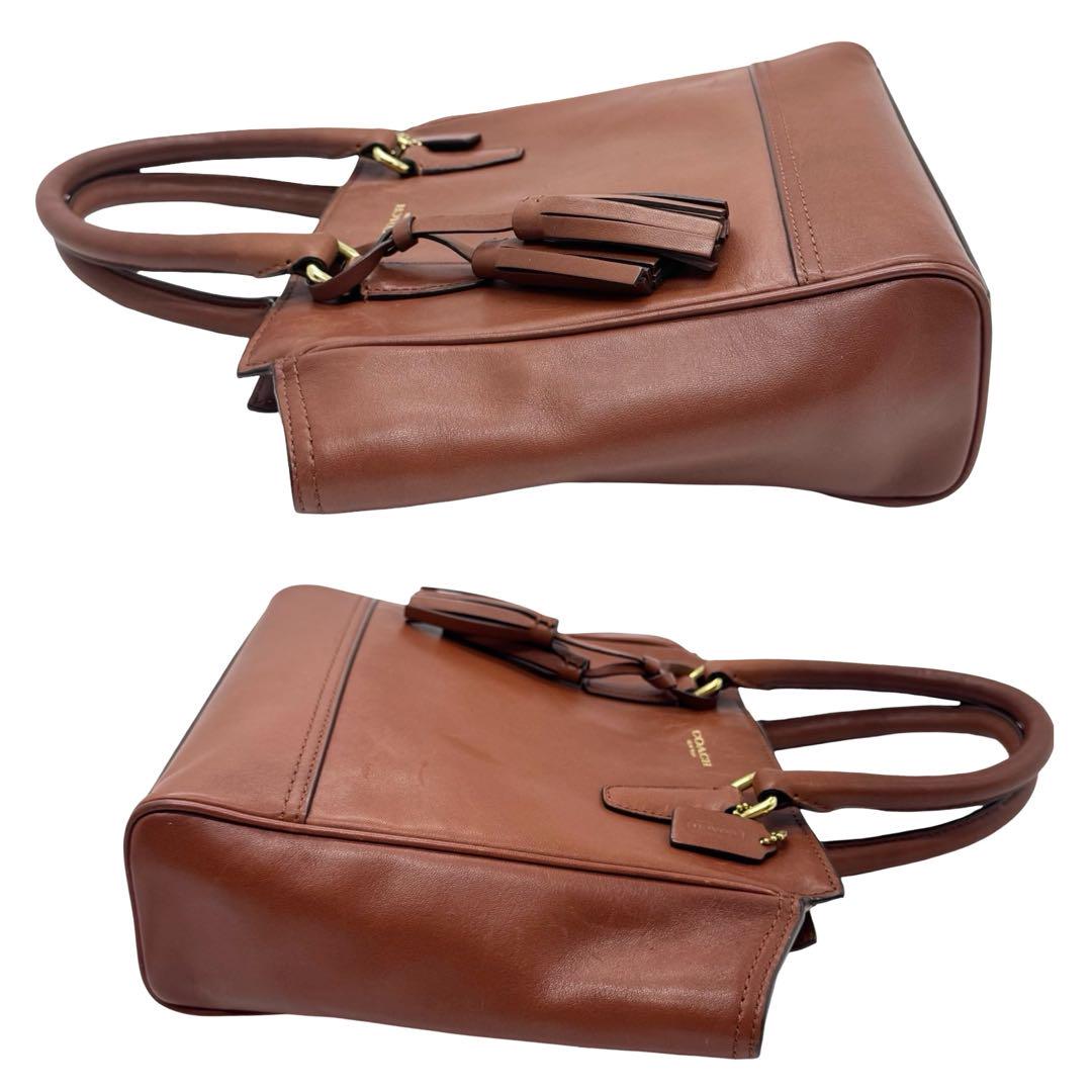 COACH コーチ レザー 2WAY ショルダー ハンドバッグ ブラウン 金 茶