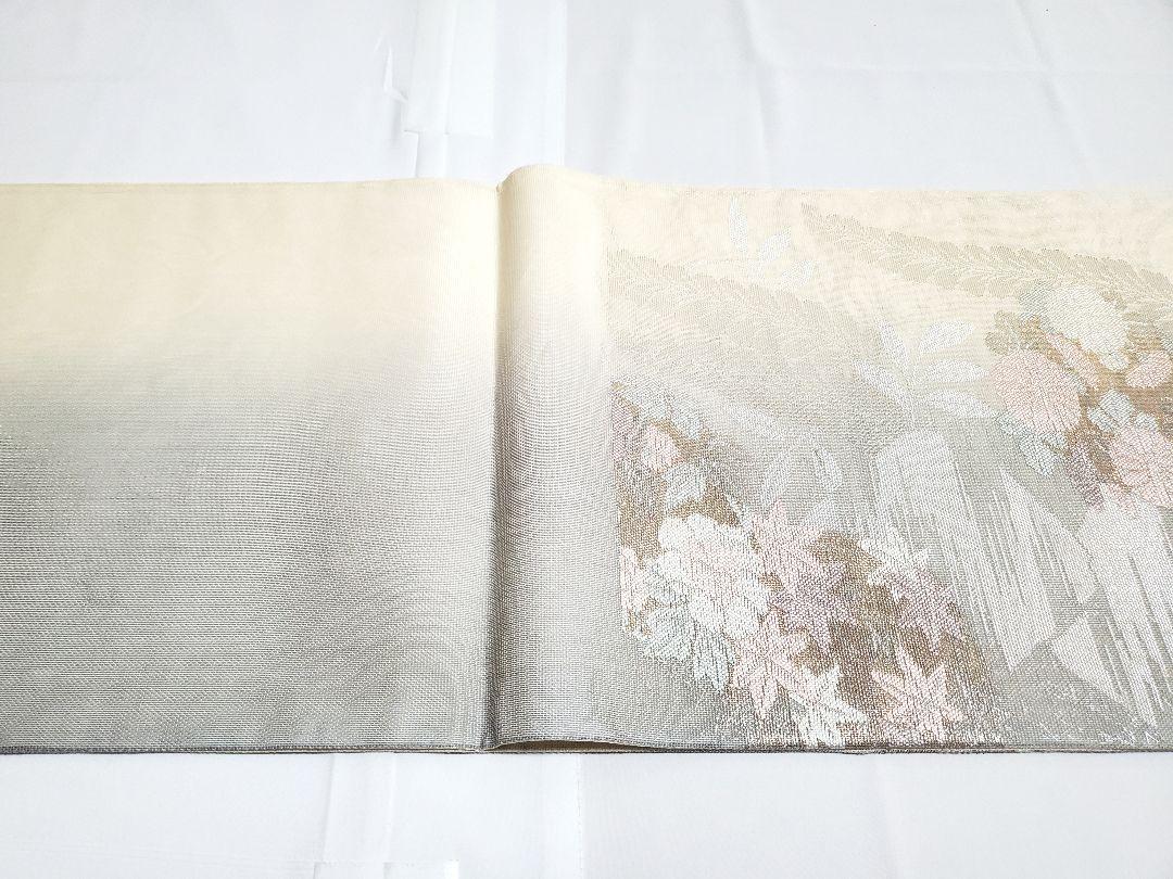 D9 花円 金銀糸 白 銀 牡丹 藤 紅葉 六通 正絹 薄物 夏用 絽 紗