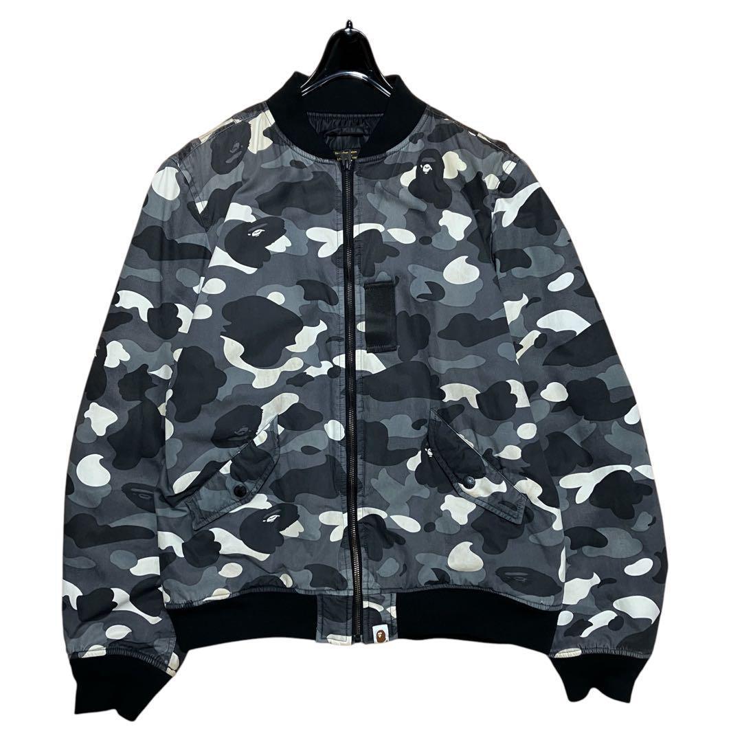 A BATHING APE ボンバージャケット　カモフラ　ブラック　Lサイズ