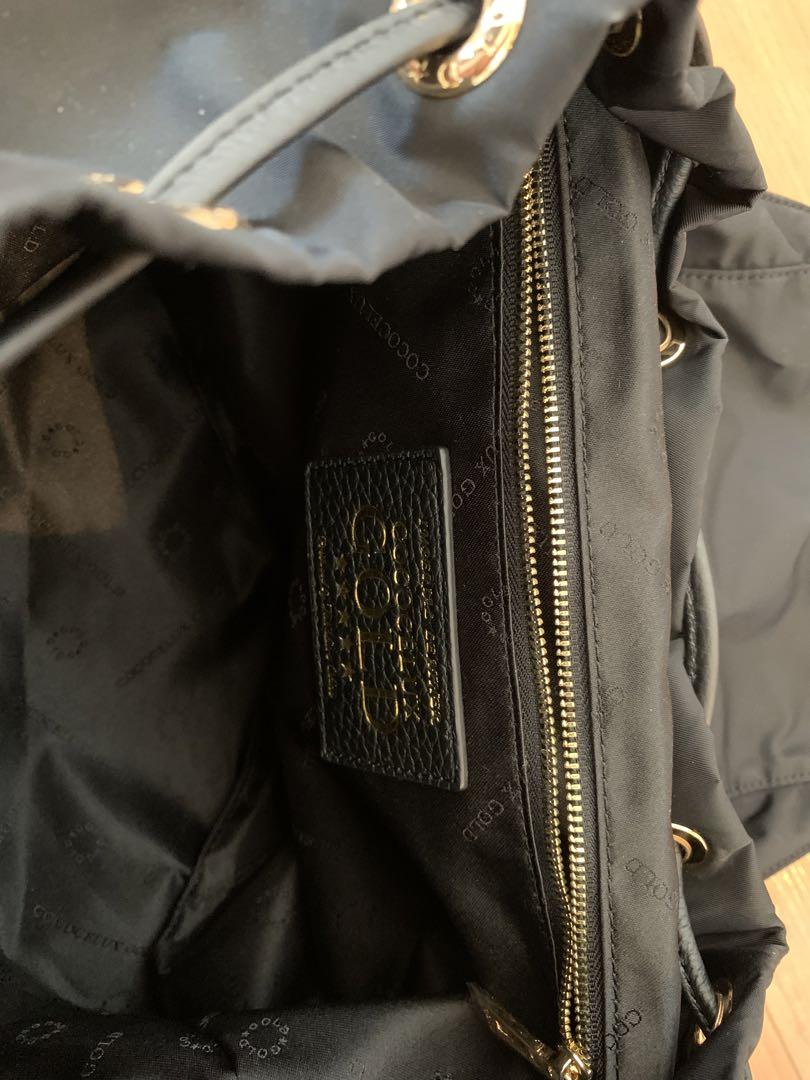QVCココセリュクスネイビーリュックサック GOLD POCONO NYLON