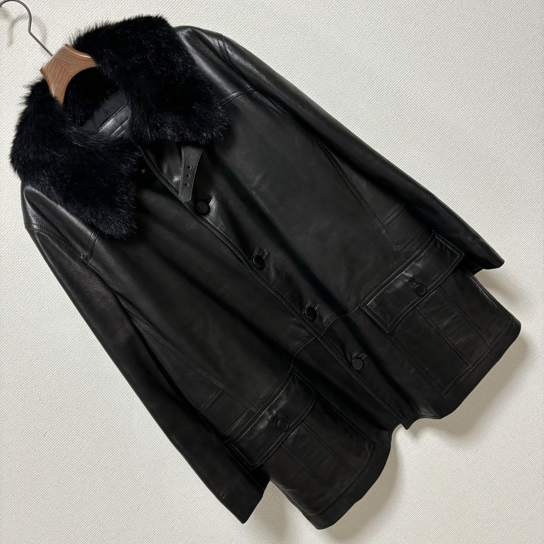 90s■BALLYバリー■ラムレザー ジャケット コート 中綿 リアルファー
