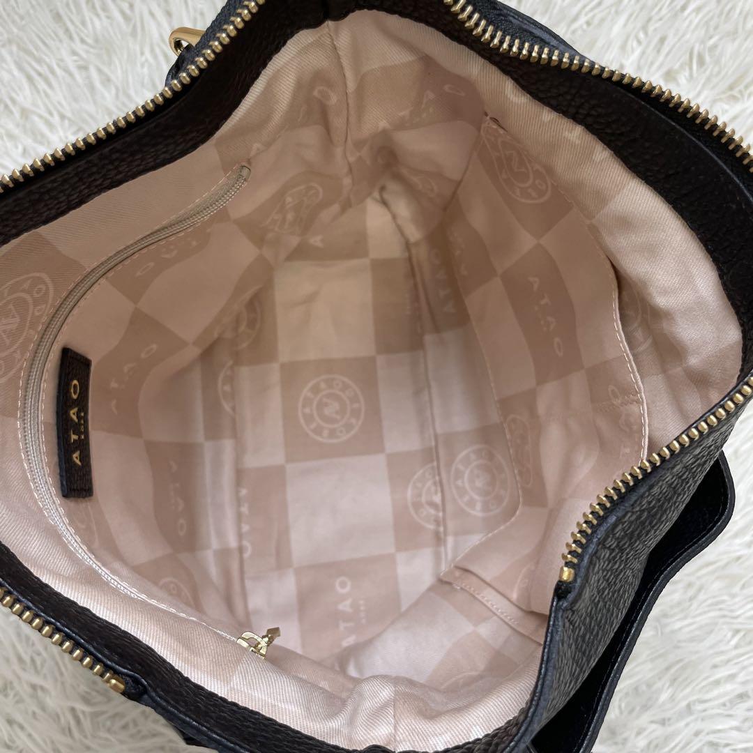 【未使用級】アタオ ウィークエンド 2way ショルダーバッグ レザー ブラック 画像14