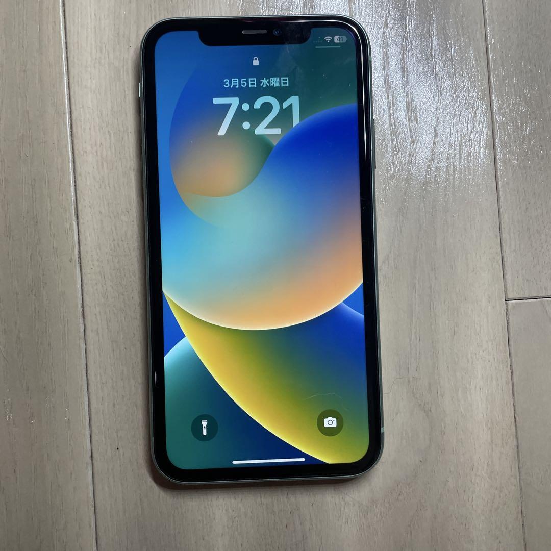 Apple iPhone 11 本体 ミントグリーン 画面ひびあり iPhone11本体