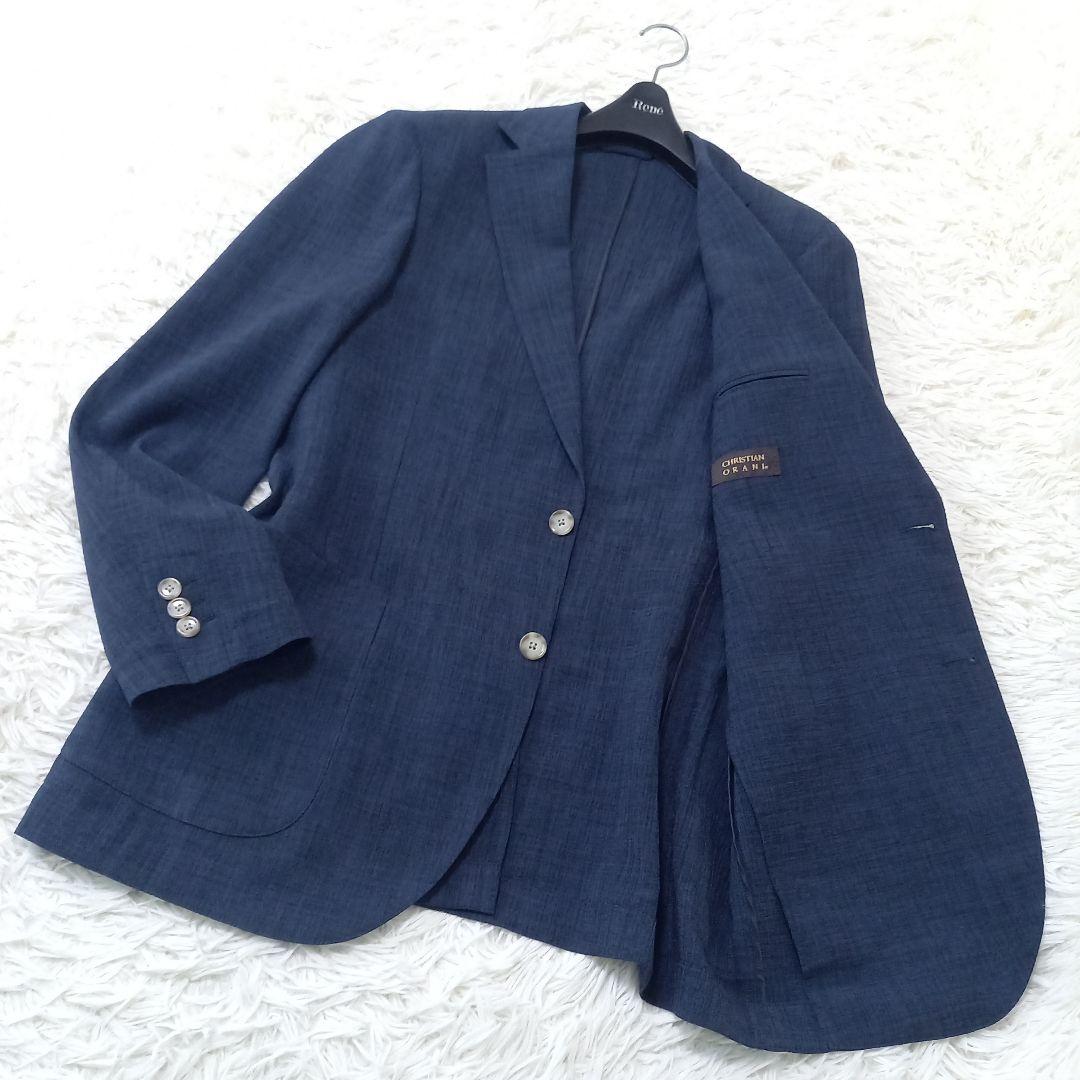 ●美品●　クリスチャンオラーニ　サマージャケット　2B　アンコン　LL　ネイビー
