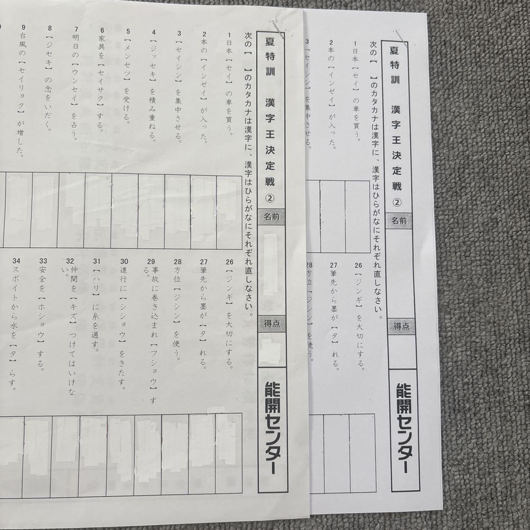 能開センター5年生 夏特訓最難関Sクラス 算数 国語 理科プリント