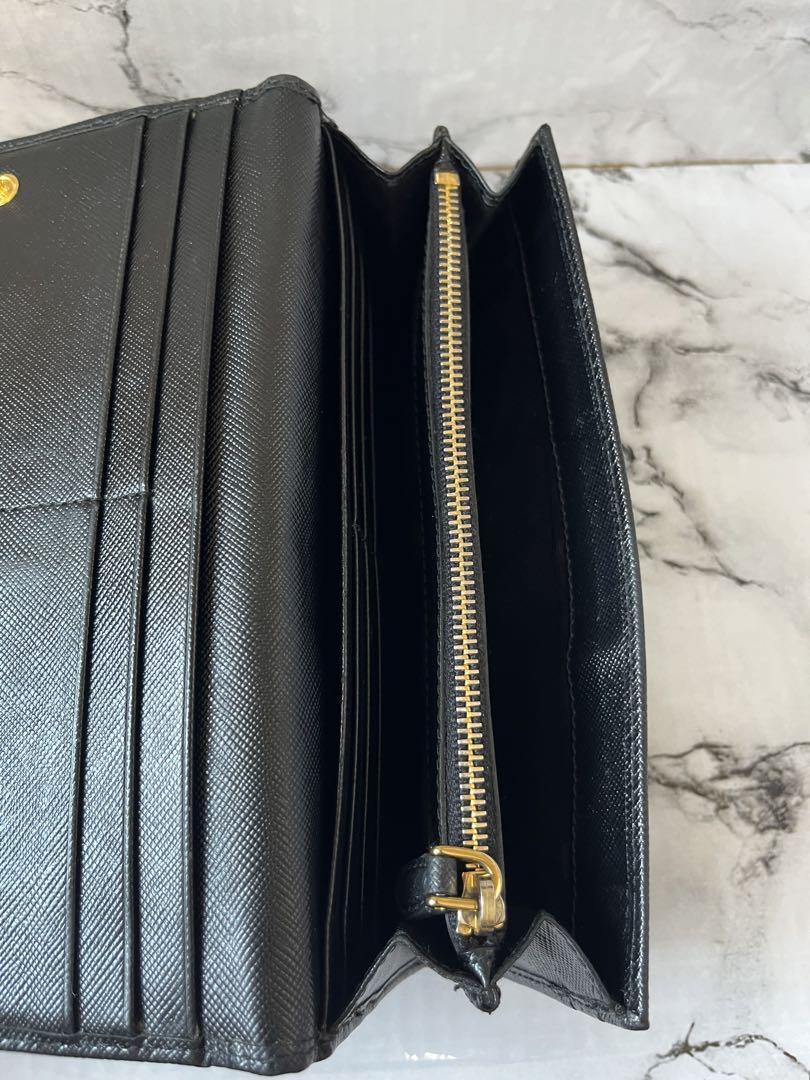 【美品】PRADA プラダ　 長財布　ブラック　メンズ　レディース サフィアーノ