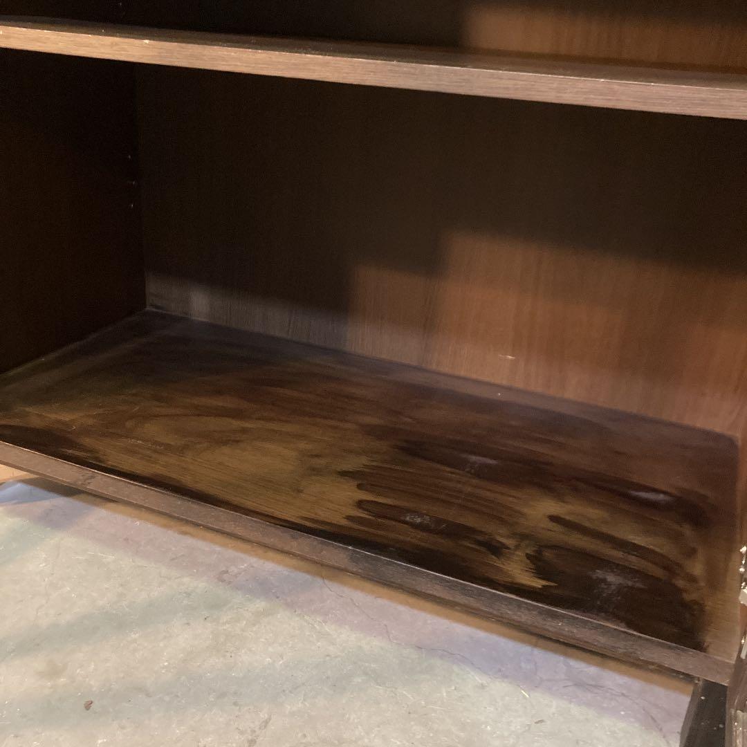 廃盤・希少☆無印 木製ガラスキャビネット・タモ材 ブラウン