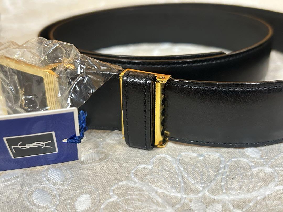 【新品未使用】イヴサンローラン　ベルト　黒　メンズ　レザーベルト YSL