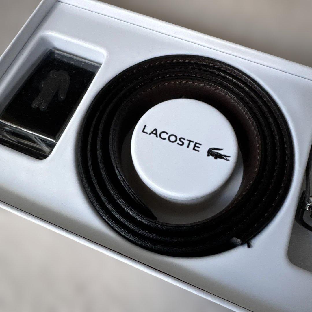 LACOSTE ブラウンベルト PLM0873 フリーサイズ黒 2種バックル付き