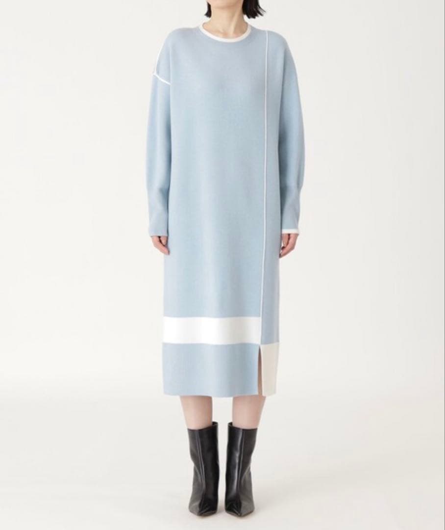 ブロックニットワンピースM CAST