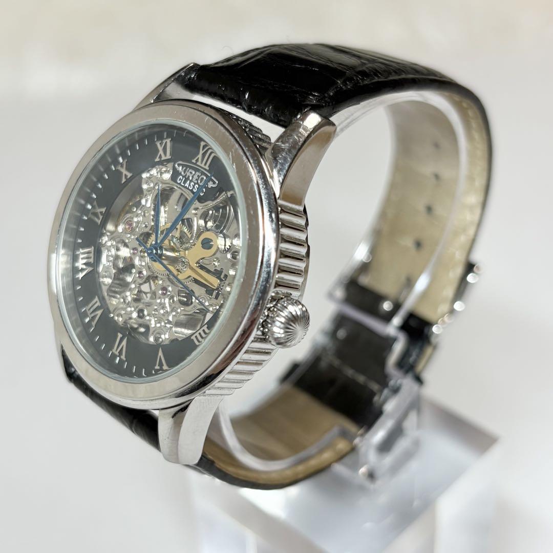 AUREOLE オレオール 自動巻き時計 裏スケ 37SW-470W-2 本革