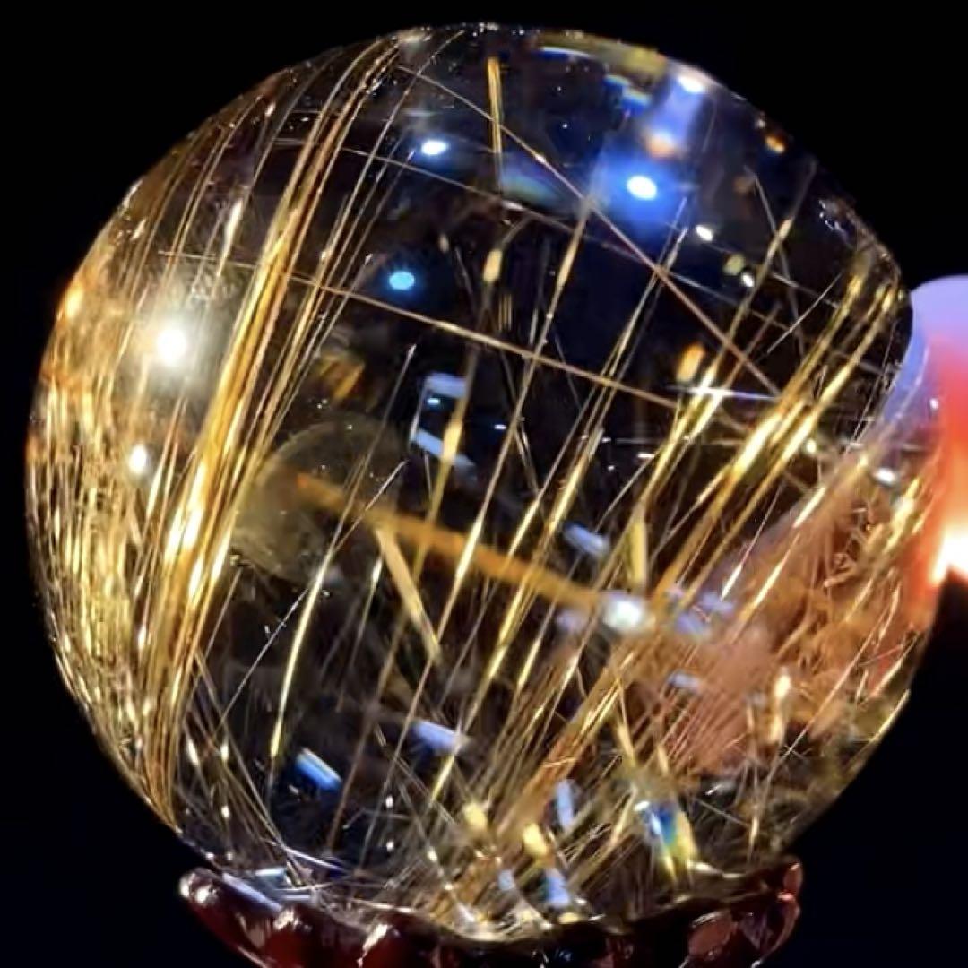 超絶綺麗✨45mm ゴールドルチルクォーツ　丸玉　スフィア　金針水晶