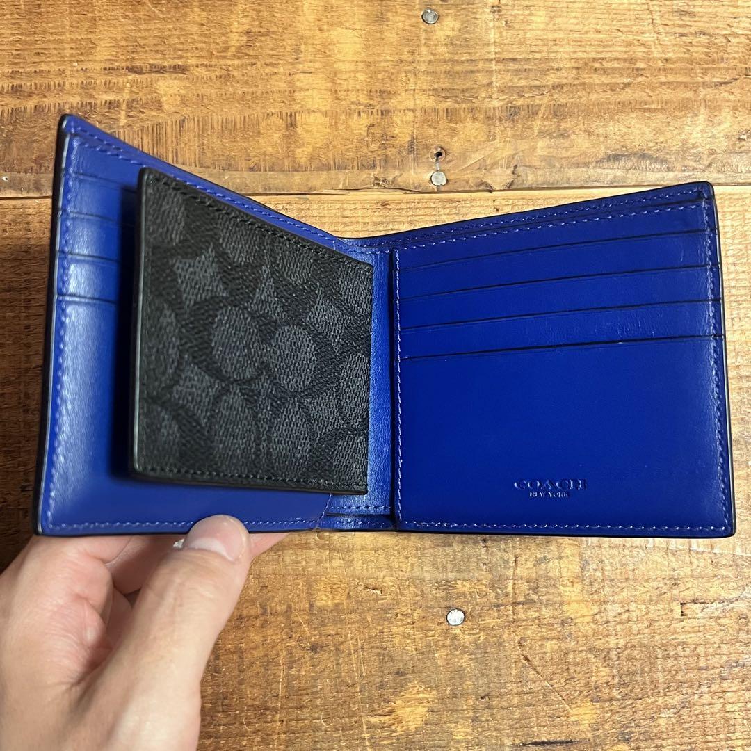 COACH 二つ折り財布 黒 レザー - 小物アウトレット ストア