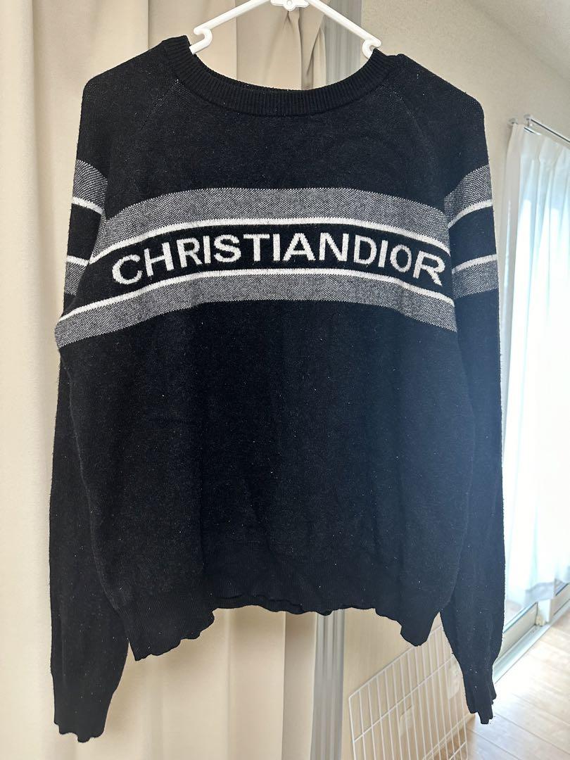 Christian Diorニットセーター 黒・グレー ストライプ