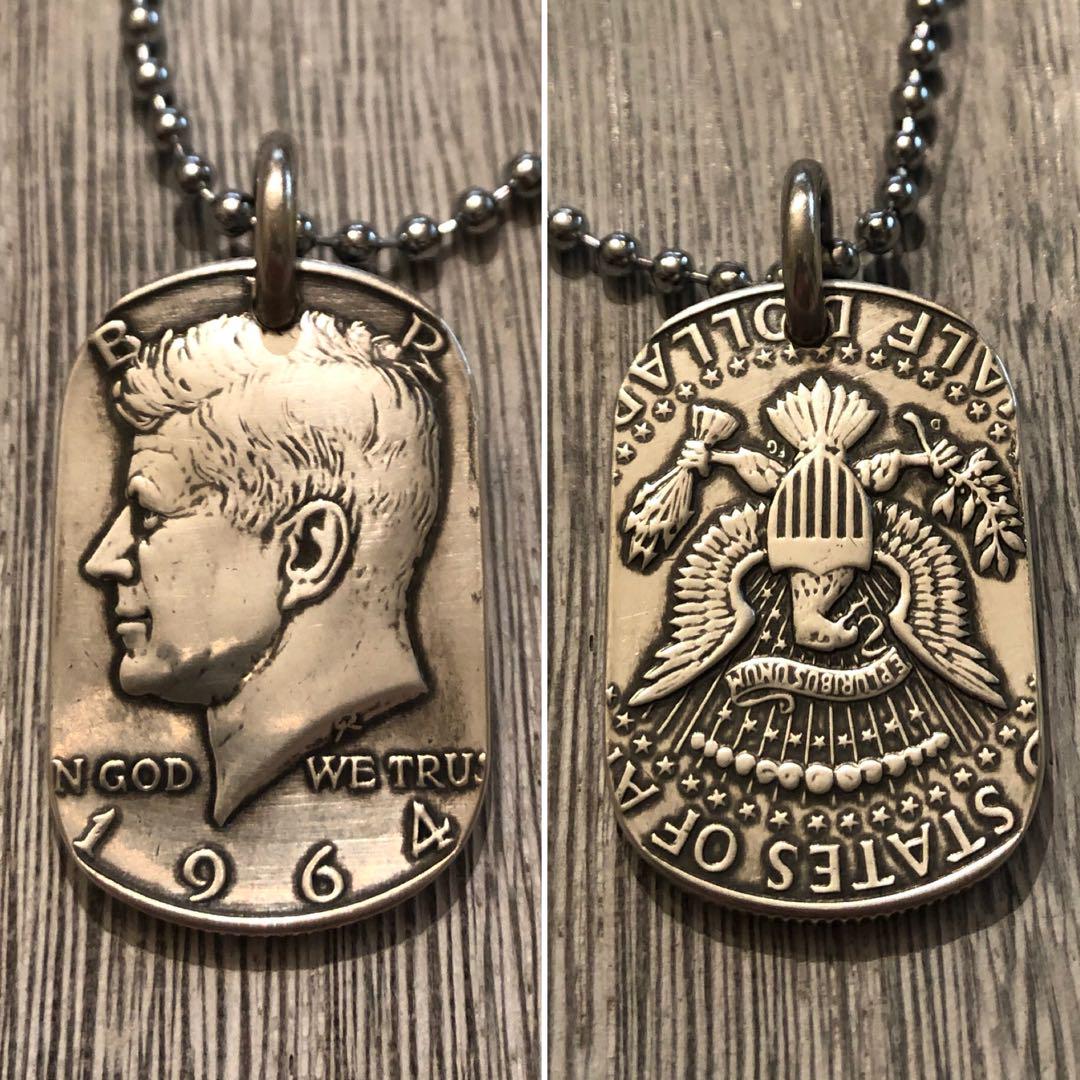 USAケネディハーフダラー銀貨1964年　ドッグタグネックレス