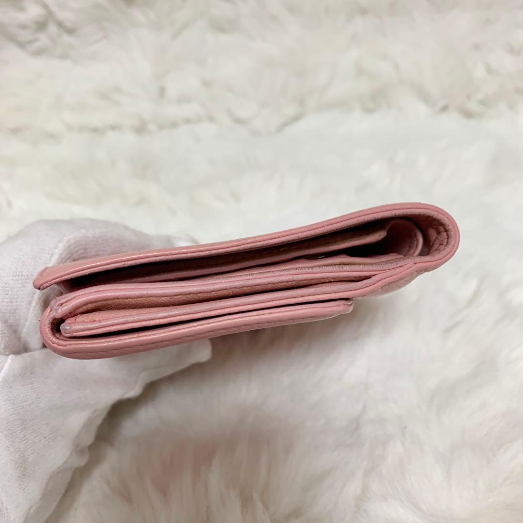 CHANEL シャネル キャビアスキン 二つ折り財布 ベビーピンク CHANEL シャネル キャビアスキン 二つ折り財布 ベビーピンク