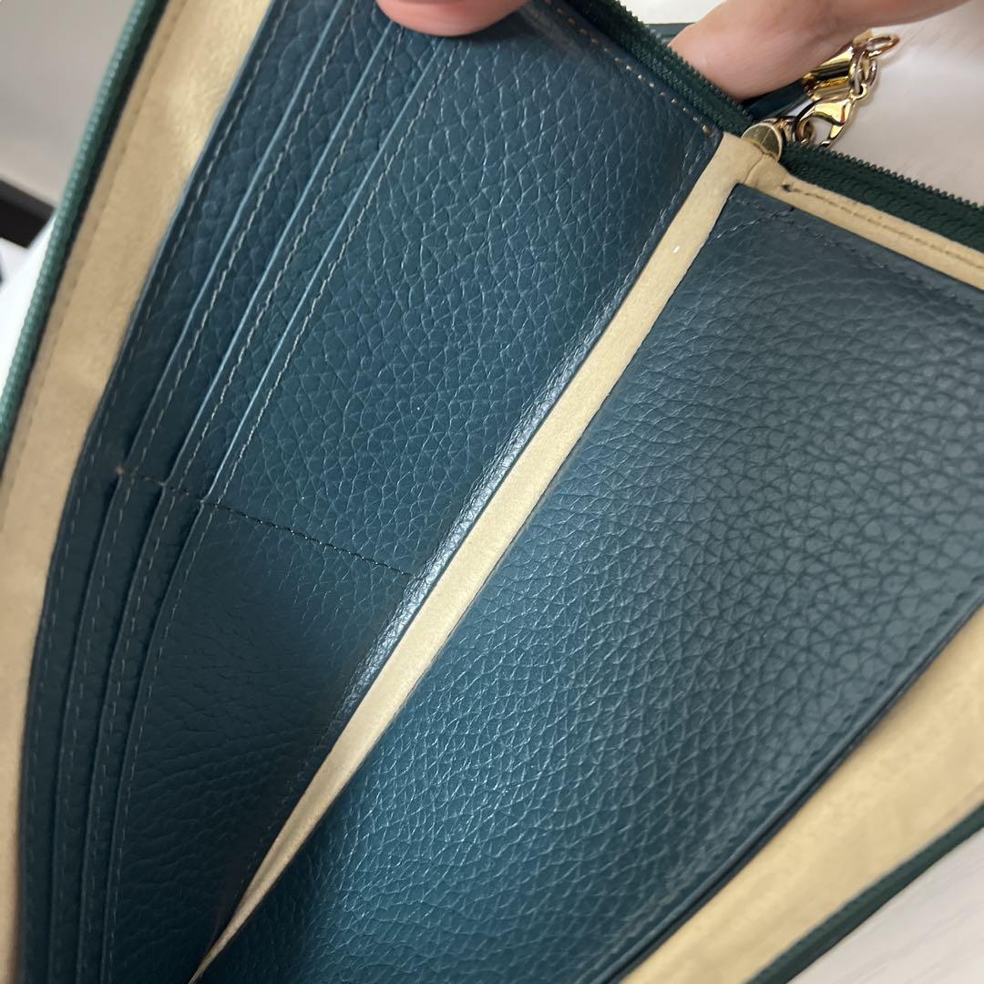 美品アタオ ダークグリーン レザー 長財布