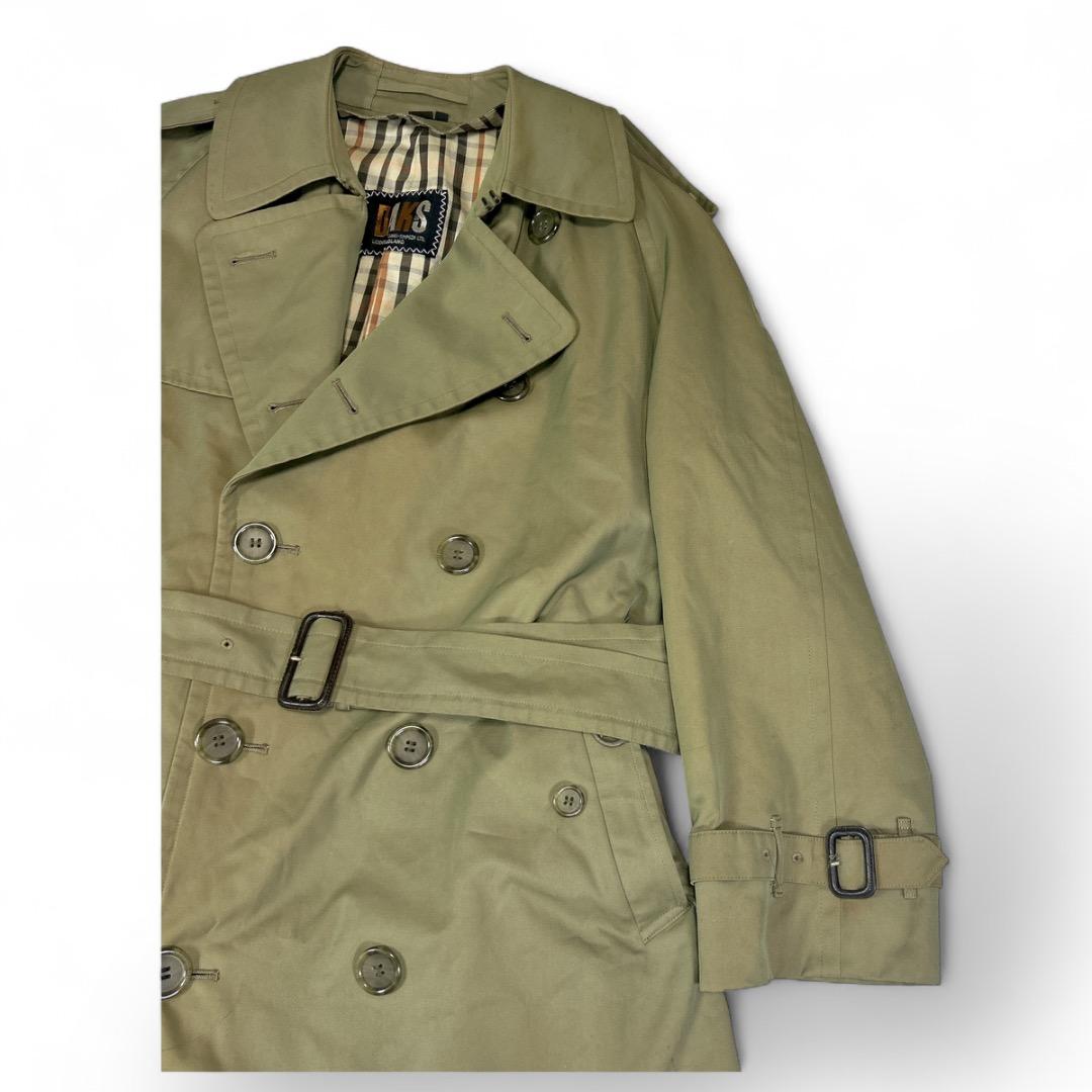 良品 DAKS 英国製 ダブルトレンチコート ベルギー生地 グリーン カーキ 良品 DAKS 英国製 ダブルトレンチコート ベルギー生地 グリーン カーキ