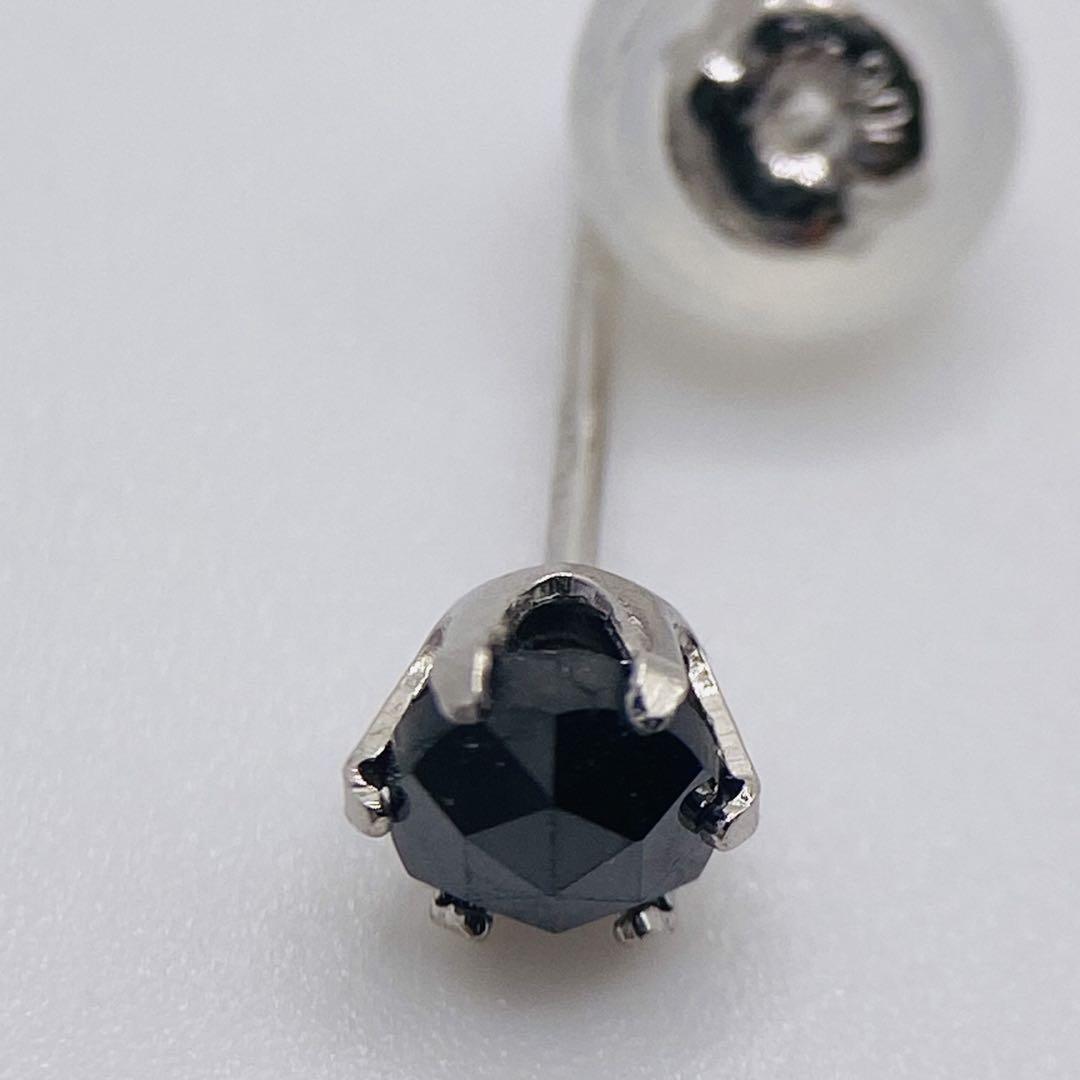 ❤️天然ブラックダイヤ片耳pt900 ✨0.25ct BKダイヤローズカットピアス