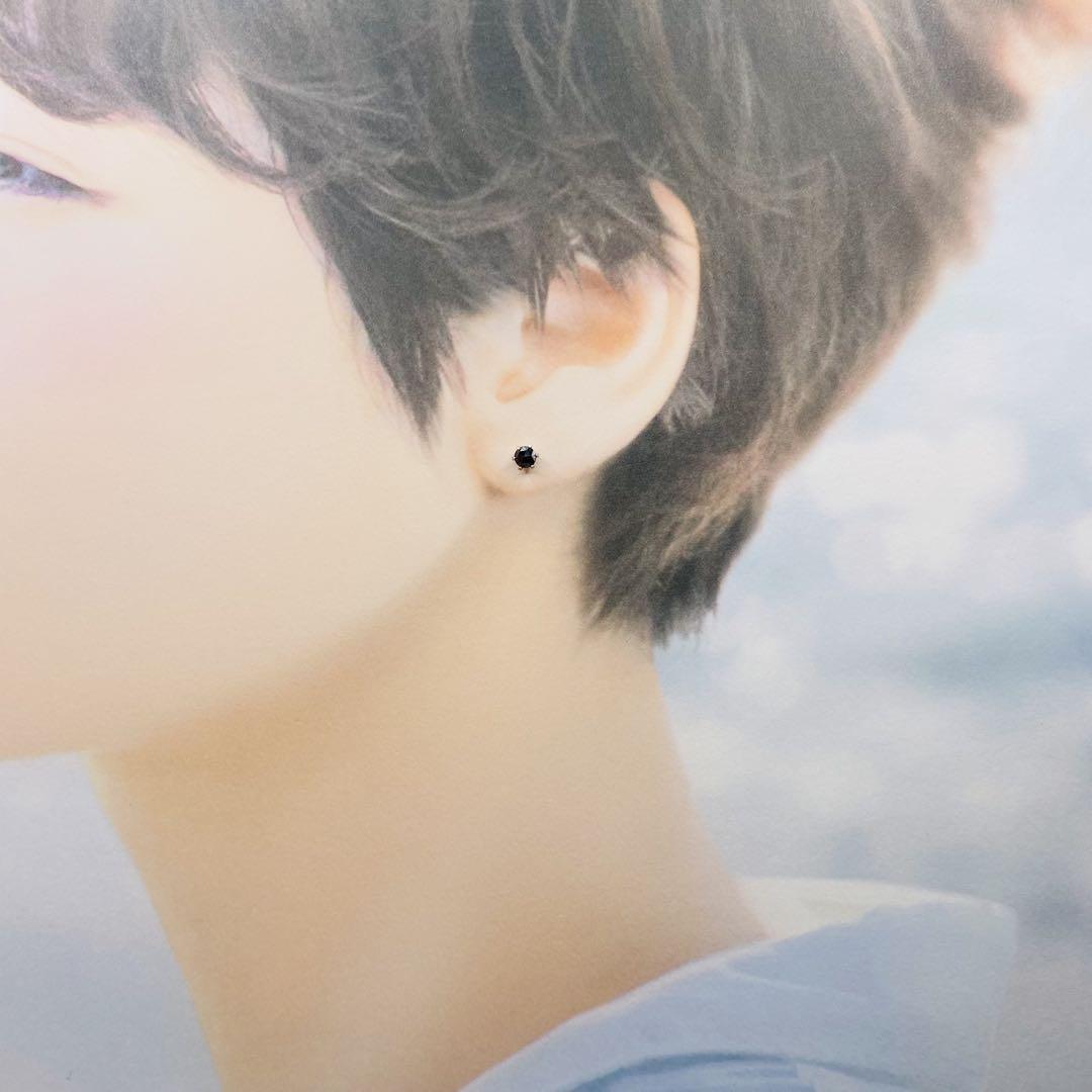 ❤️天然ブラックダイヤ片耳pt900 ✨0.25ct BKダイヤローズカットピアス