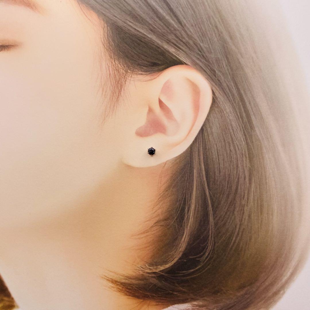 ❤️天然ブラックダイヤ片耳pt900 ✨0.25ct BKダイヤローズカットピアス