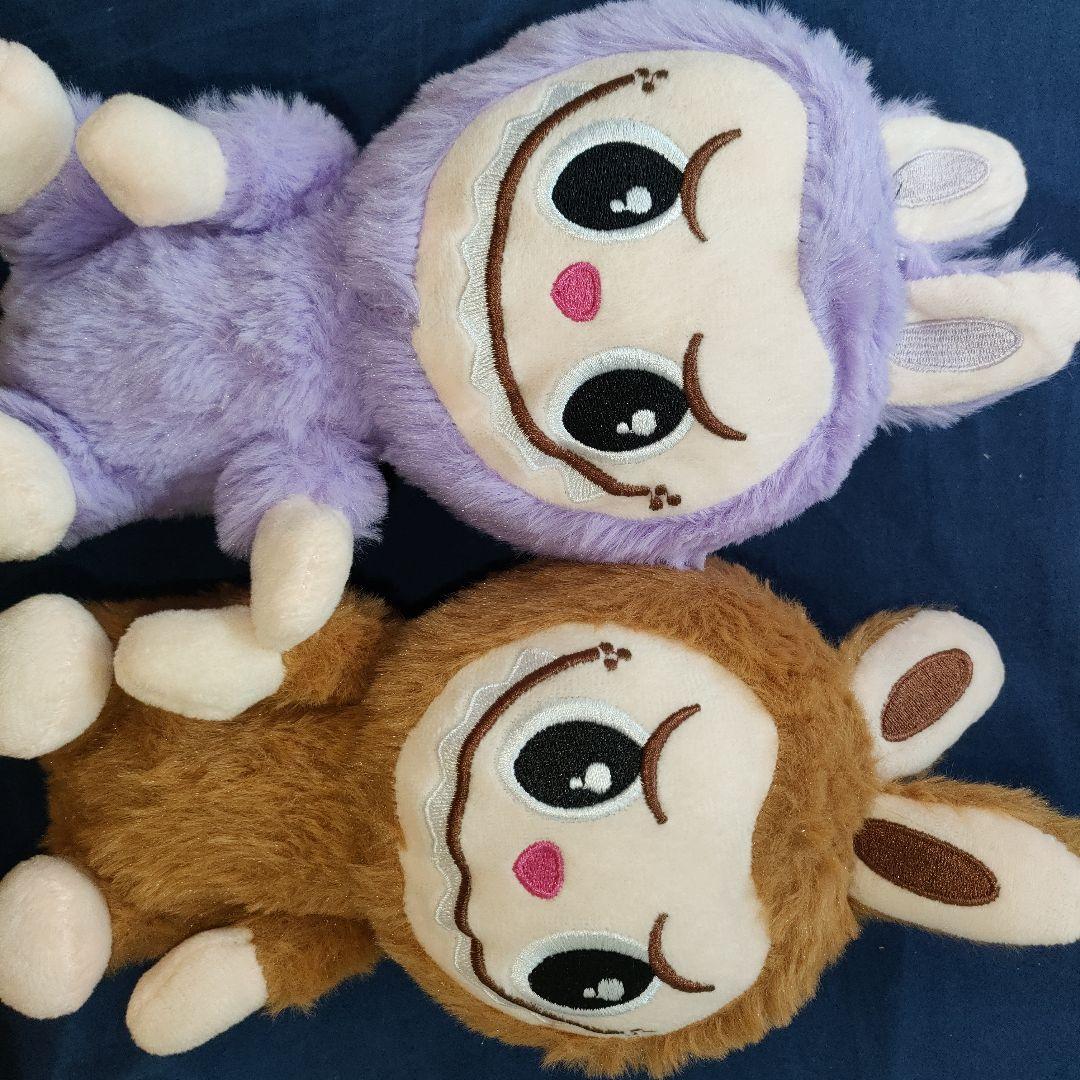 ランキングや新製品 LABUBU ぬいぐるみ 紫茶色いぬいぐるみ 大きな目と笑顔2体セット ぬいぐるみ