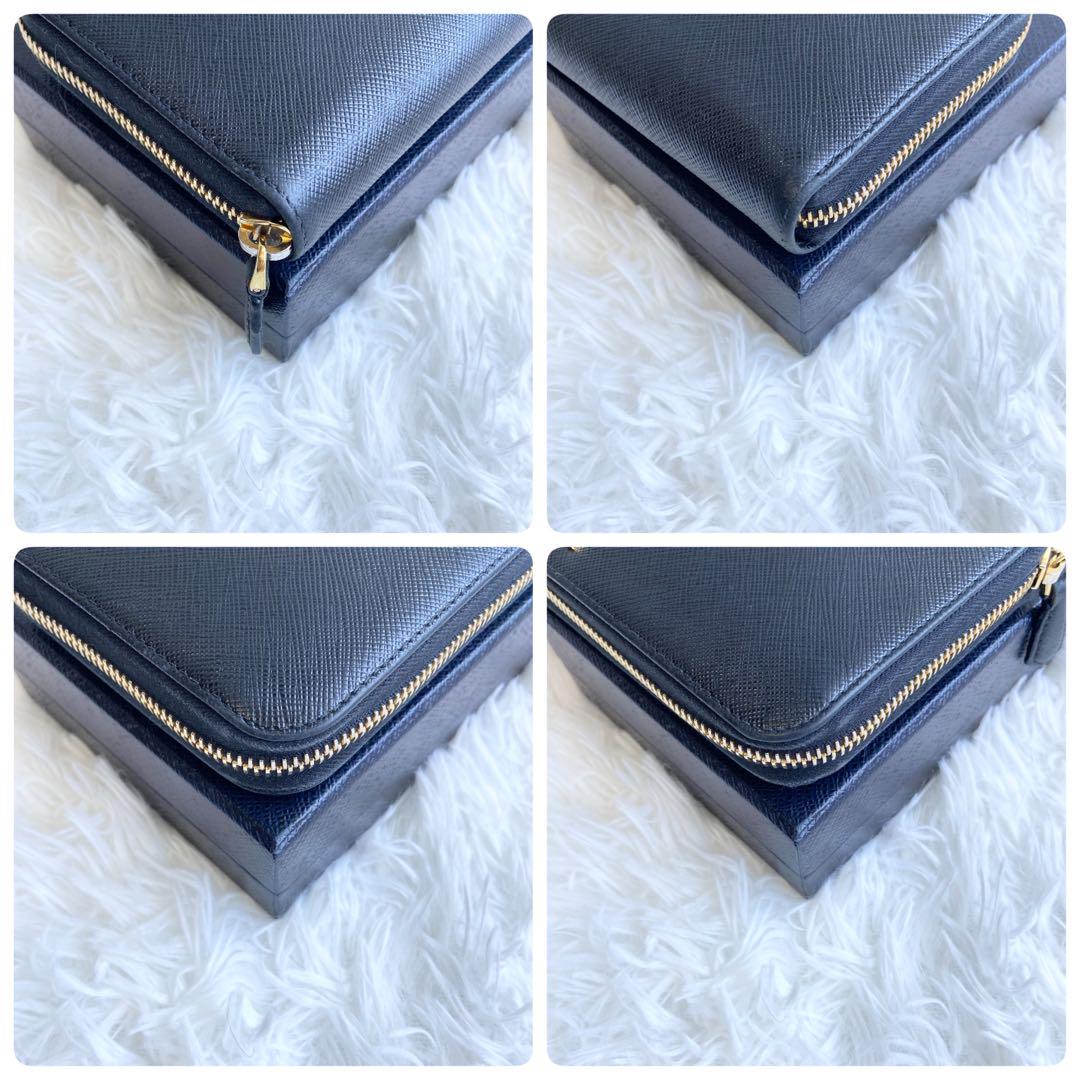極美品✨人気定番✨プラダ 長財布 サフィアーノレザー ラウンドファスナー 黒