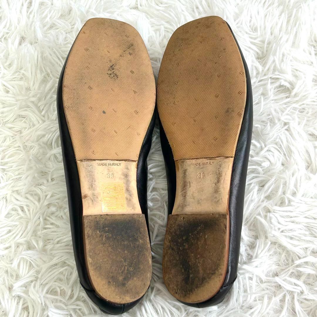 ⭐美品⭐FABIO RUSCONI 黒 レザー フラットシューズ　パンプス　羊革