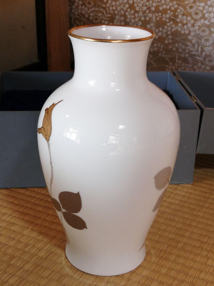 【専用】新品未使用大倉陶園ロングセラー金蝕バラ花瓶28cm花生フラワーベース美麗