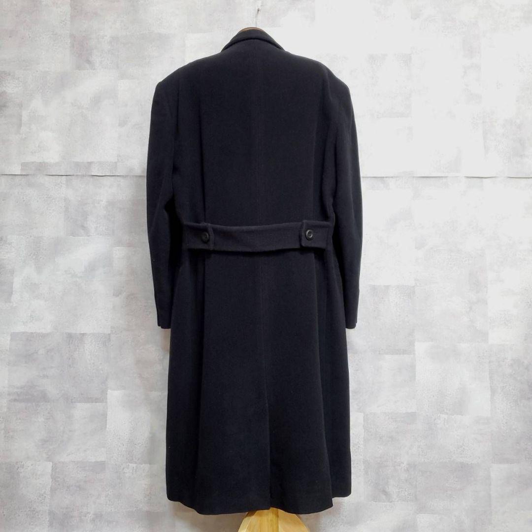 美品 XL ヴェルサーチ ウール100 ロング ダブル チェスター コート 黒