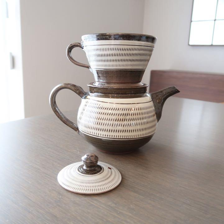 小石原焼 コーヒードリッパー ポット 激安/新作 独特の上品 コーヒードリッパー&ポット 小石原焼 鬼丸豊喜窯 食器