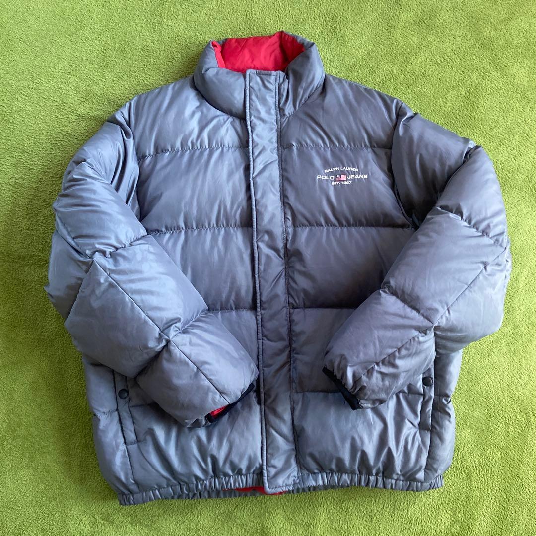 ポロジーンズ ダウンジャケット XL ポロジーンズ ラルフローレン 2トーン ナイロン ダウンジャケット XL 90s