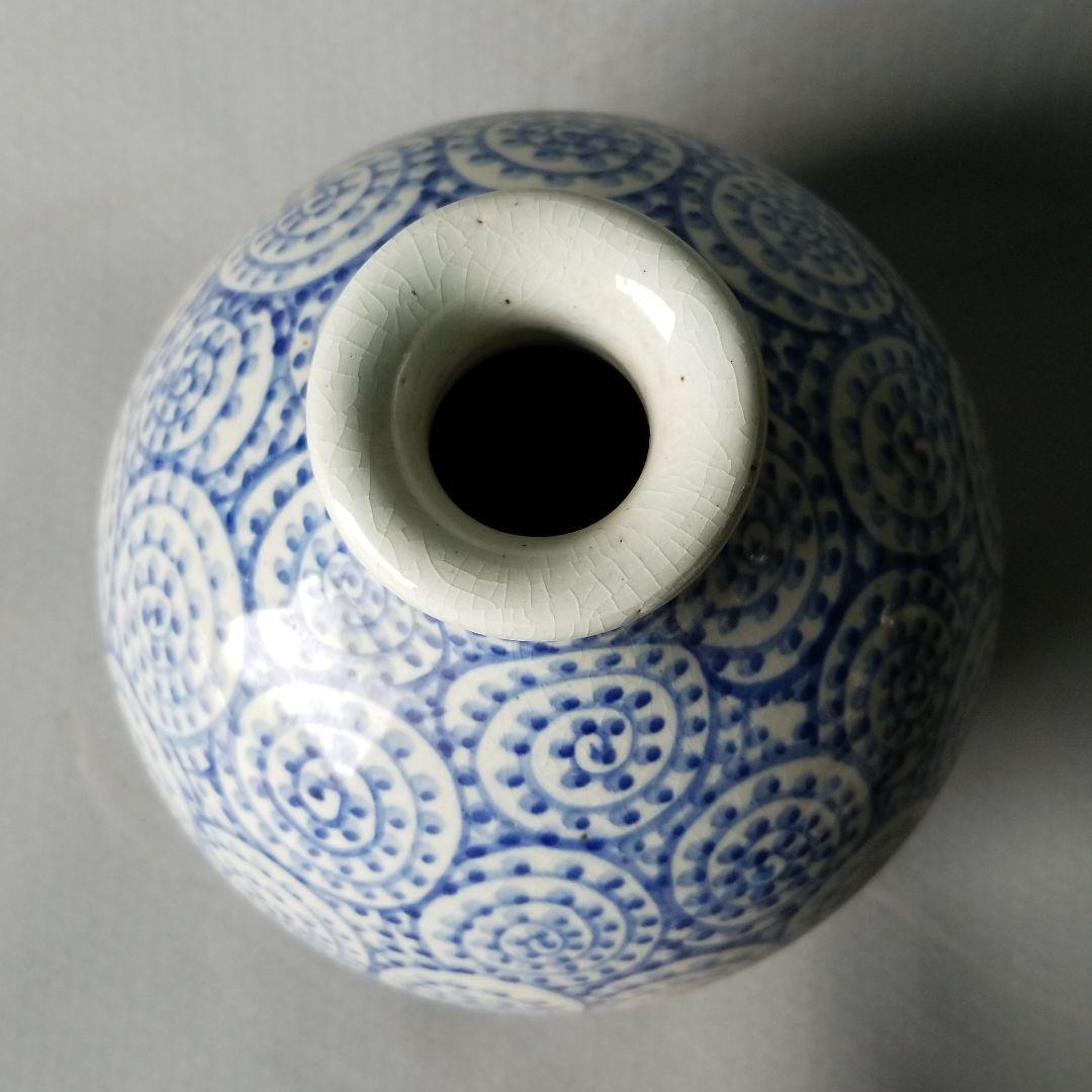 信楽焼 壷久郎作 タコ唐草絵花入れ 高さ35cm
