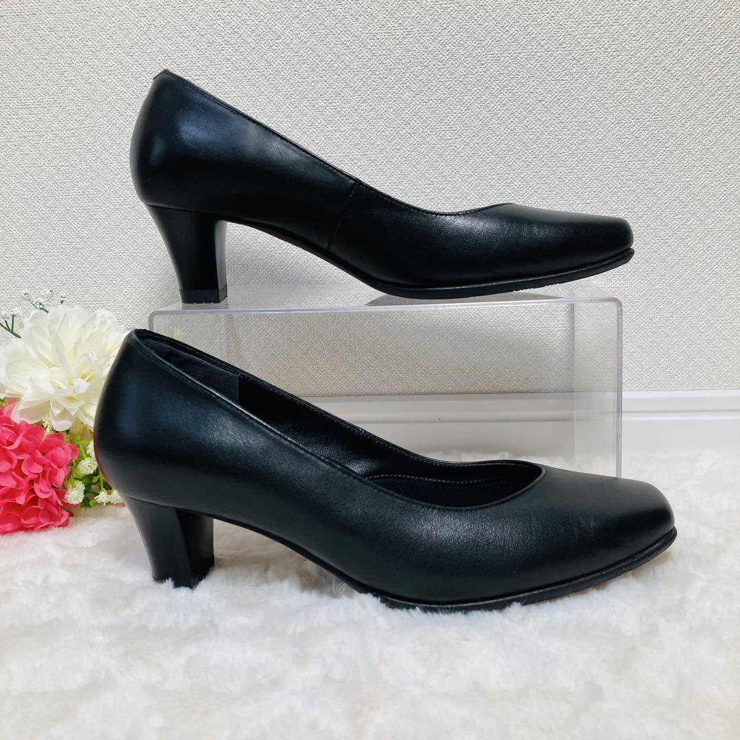 ✨美品✨ペダラ　スクエアトゥパンプス【23cm EEE】ベーシック　ブラック　黒