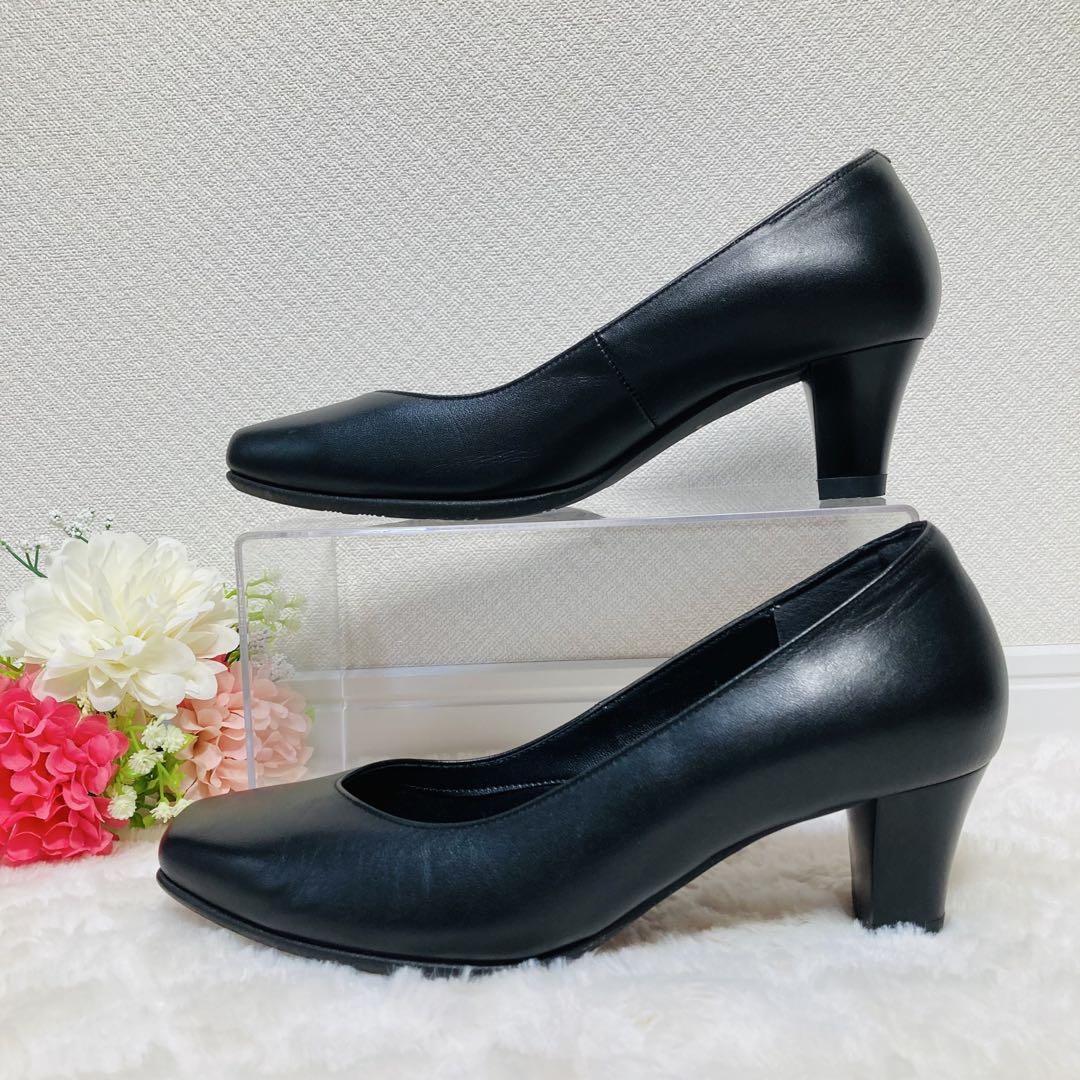 ✨美品✨ペダラ　スクエアトゥパンプス【23cm EEE】ベーシック　ブラック　黒