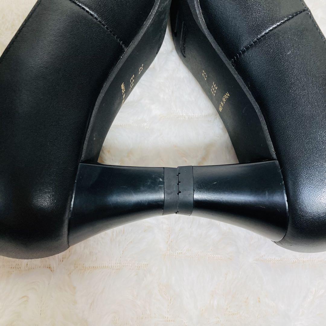 ✨美品✨ペダラ　スクエアトゥパンプス【23cm EEE】ベーシック　ブラック　黒