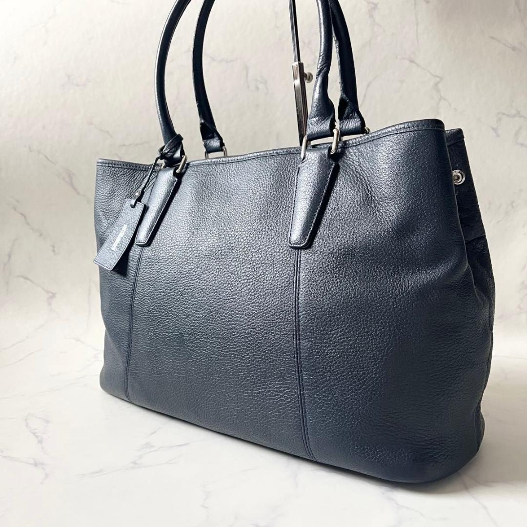 ユナイテッドアローズ トートバッグ レザー 本革 肩掛け A4 ネイビー 紺UNITED ARROWS