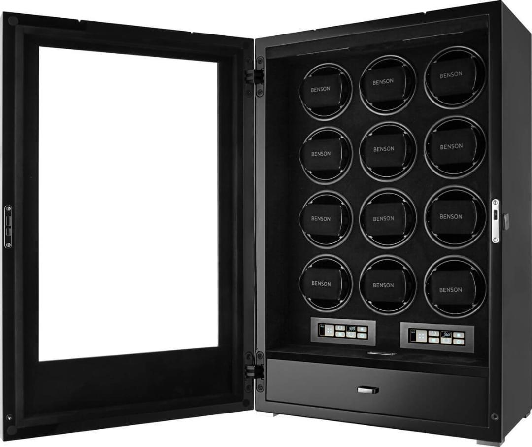 【返品交換不可】 時計ワインダー Pro Series Black Benson 12本用 時計 訳アリ 時計