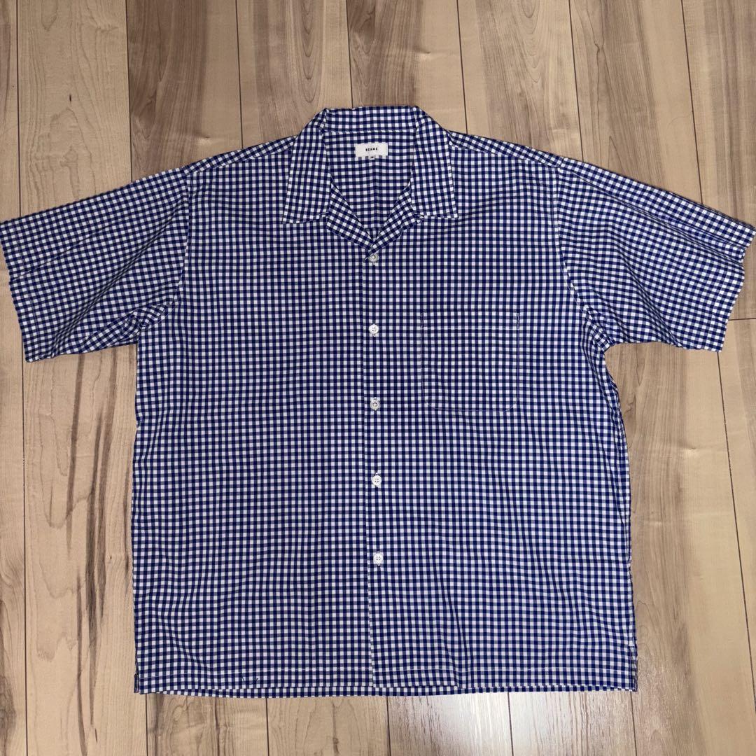 BEAMS ギンガムチェックシャツ　開襟