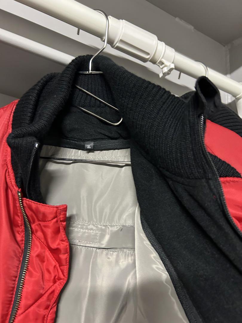 【美品】VANSON(バンソン)秋冬ジャケットma-1/プロテクター入り/レッド