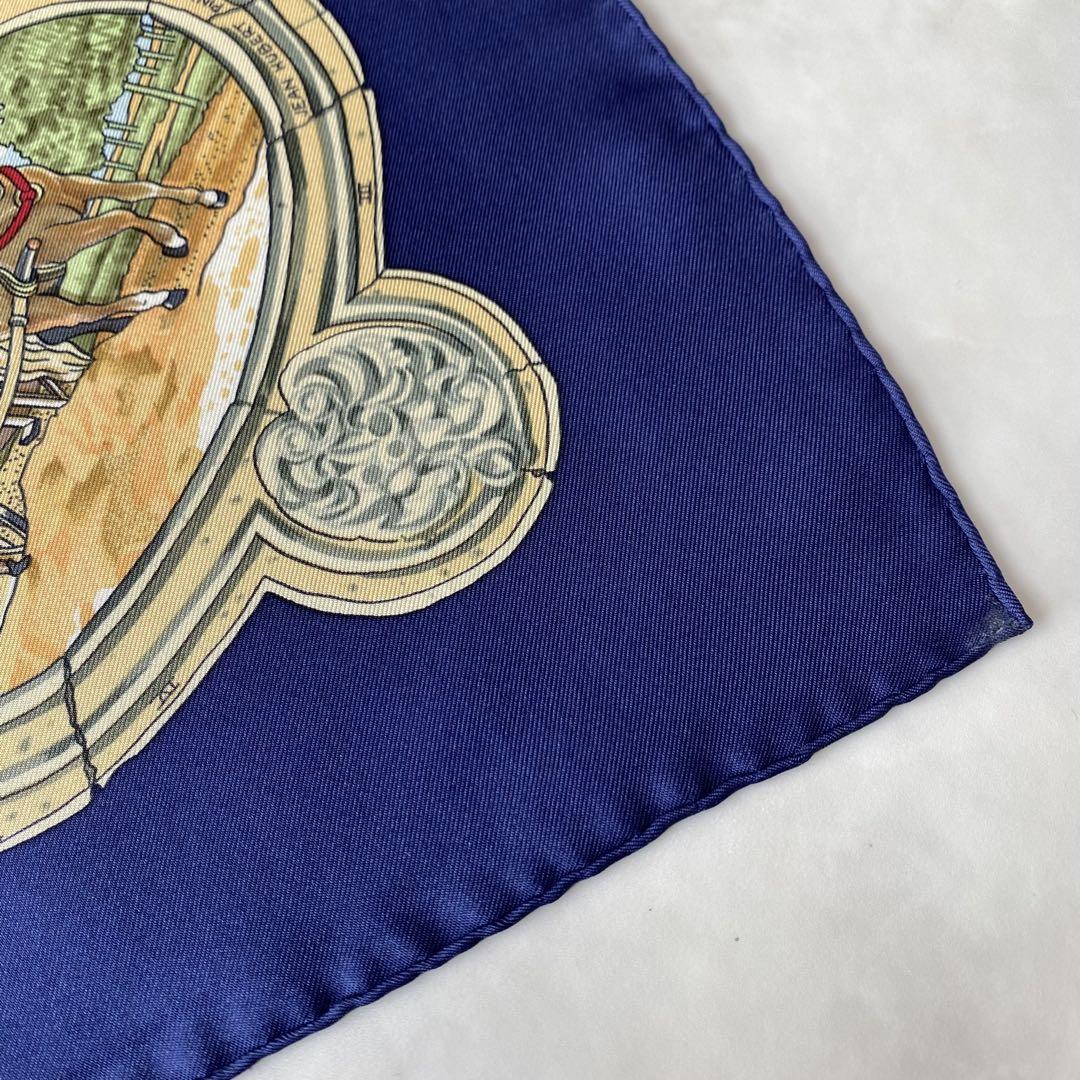 美品　HERMES カレ90 サンスーシ宮殿 ネイビー系 SANSSOUCY